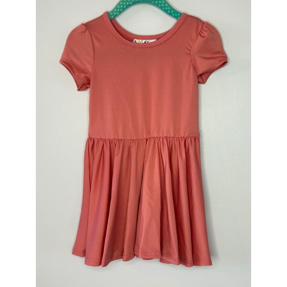 Dotdotsmile Dress Size 12-24 Months Solid Salmon Color New With Tags